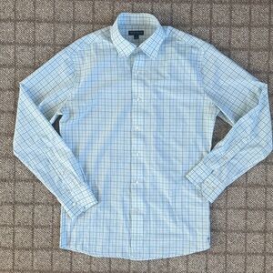 Men's Peter Millar Crown Crafted Performance Button Down Shirt Blue Plaid Size M